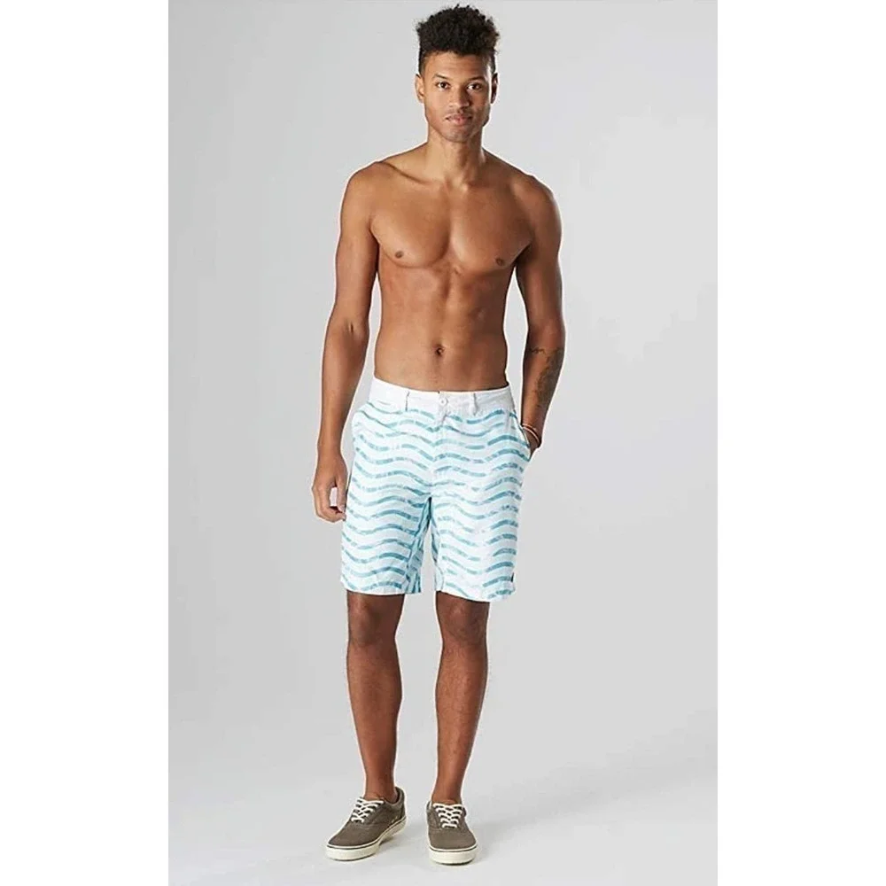Sperry Swim Bottom Watershort Wave Stripe Knock Out Board Short Blue Size 30